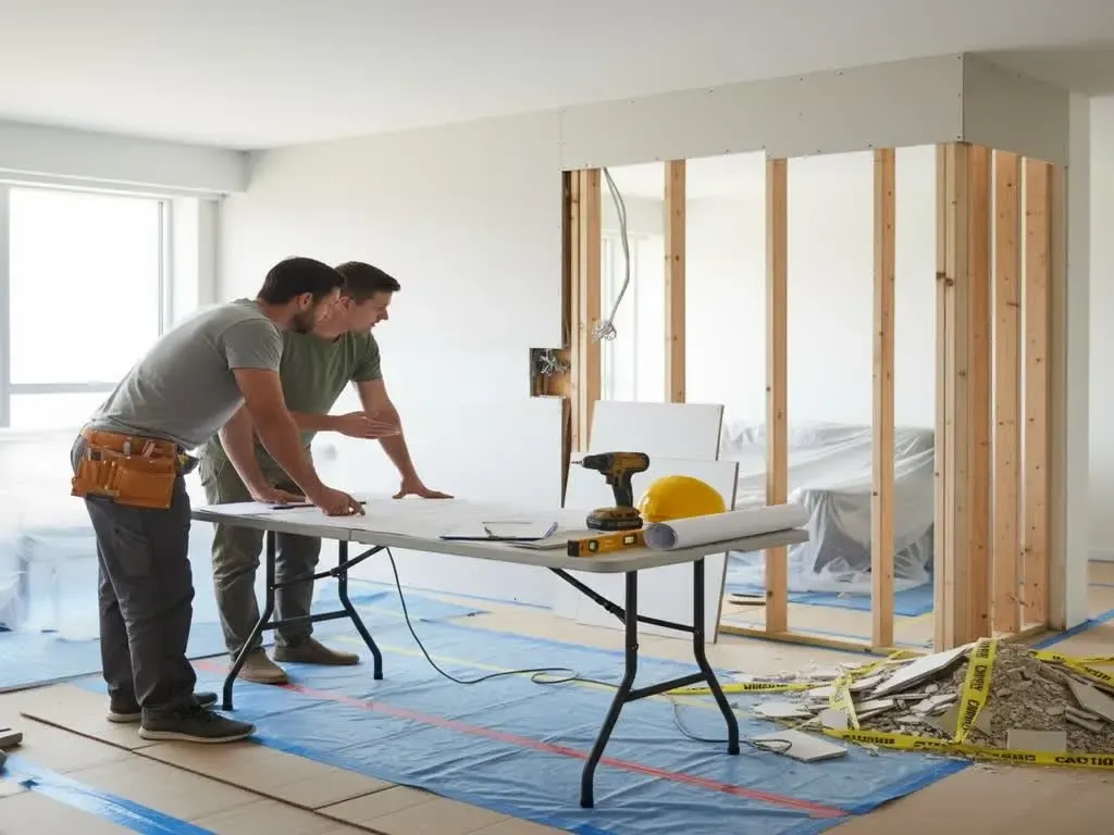 Dos personas observando la reforma